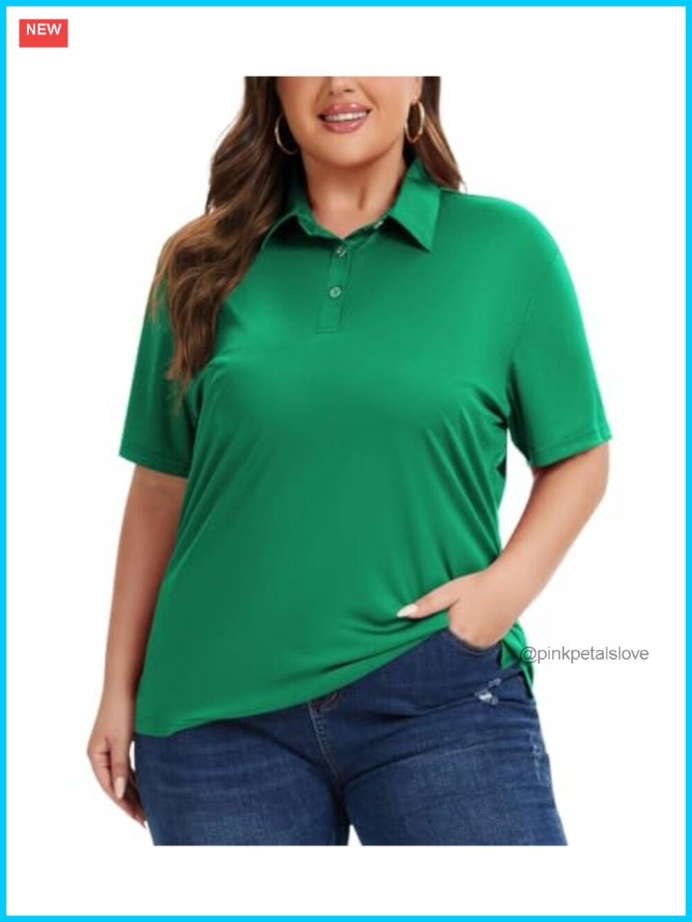 Plus Size Polo Shirt UPF 50+ Quick Dry Short Sleeve Golf V-Neck